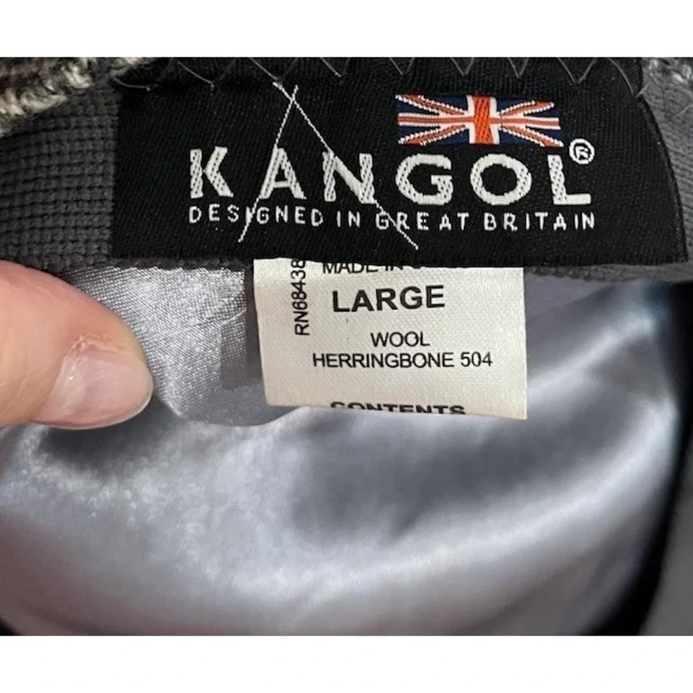 Kangol Heritage Gray Wool Herringbone Beret Newsboy Hat‎ Size Large